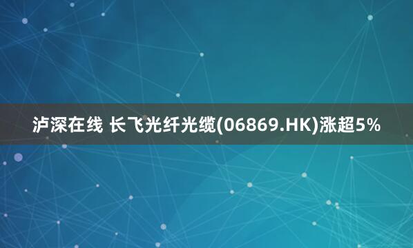 泸深在线 长飞光纤光缆(06869.HK)涨超5%