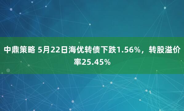 中鼎策略 5月22日海优转债下跌1.56%，转股溢价率25.45%